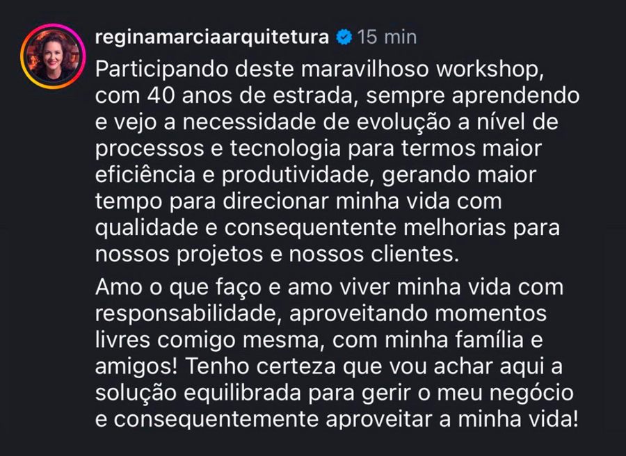 Depoimento de aluno do Workshop