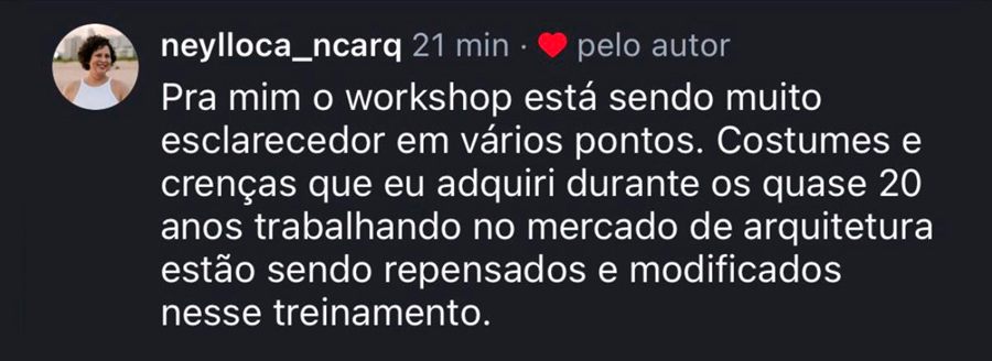 Depoimento de aluno do Workshop