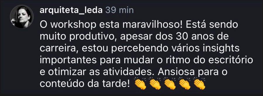 Depoimento de aluno do Workshop